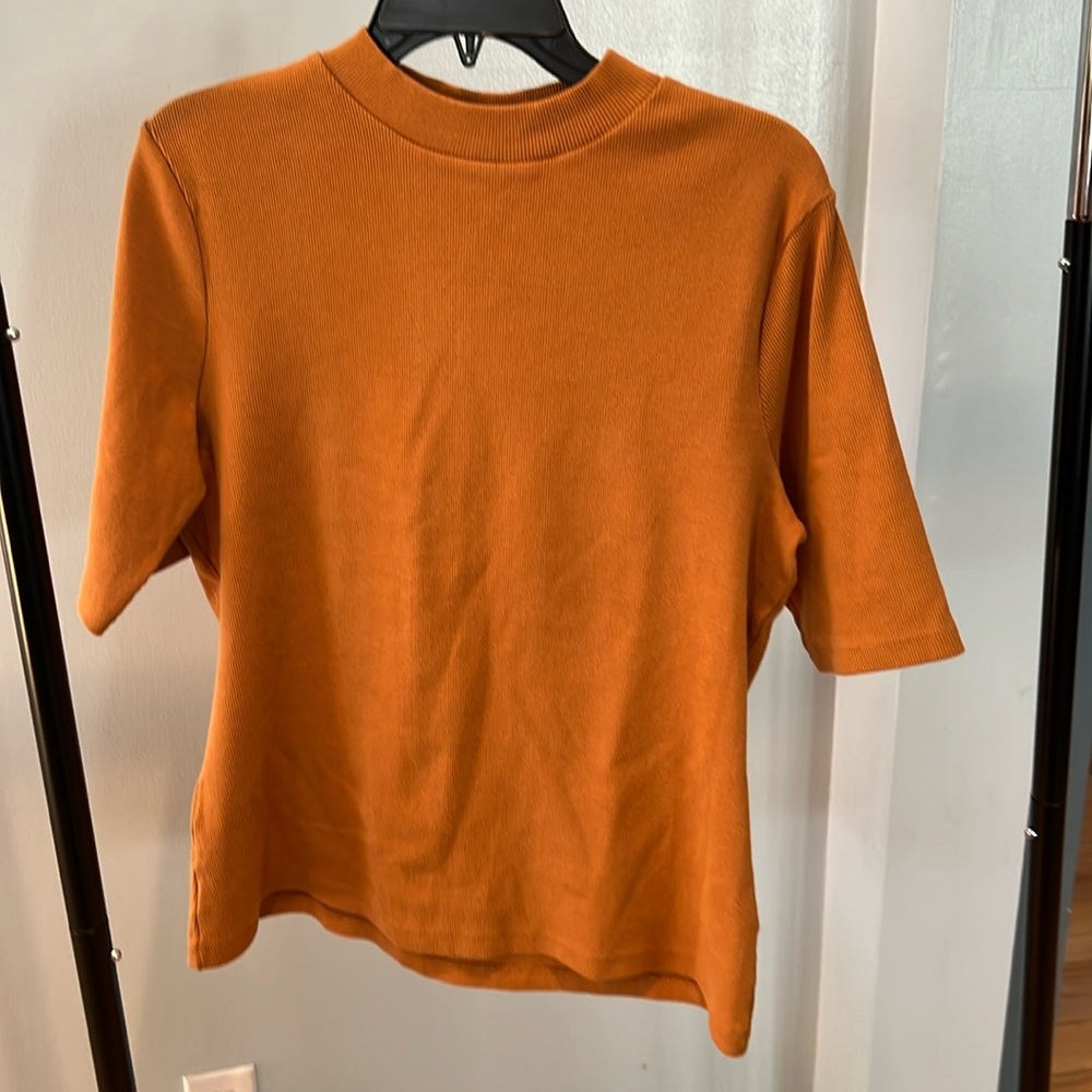 Anthropologie orange mock turtleneck